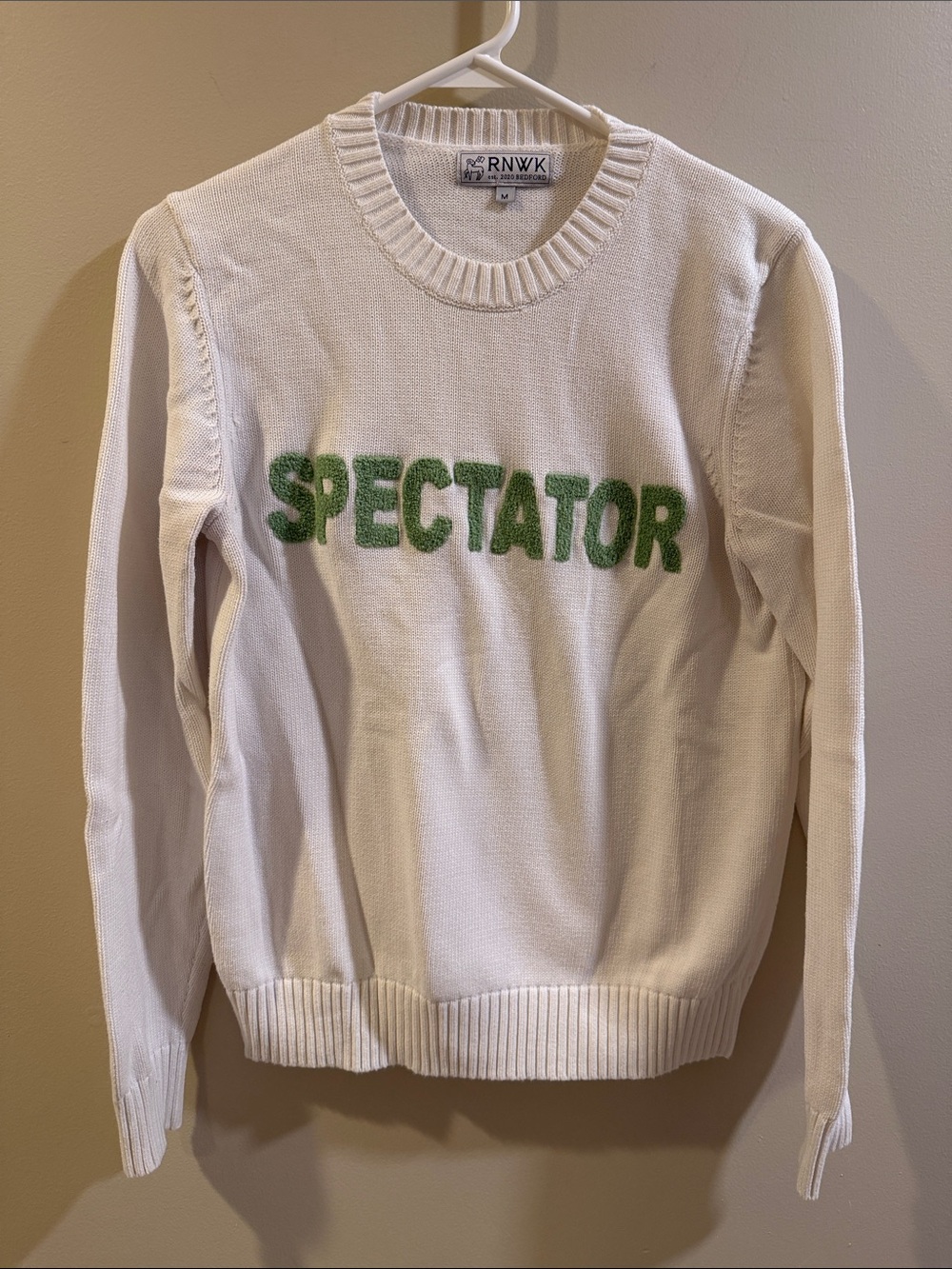 RNWK Cream Crewneck Sweater with “Spectator”